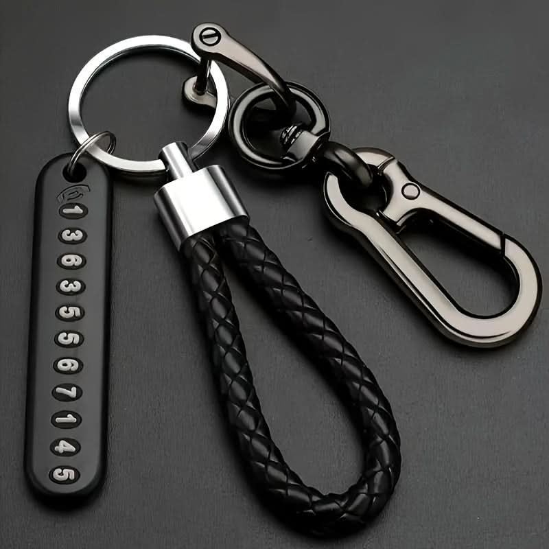 Anti-Loss Alloy Car Keychain – Scratch-Resistant, Phone Number Label