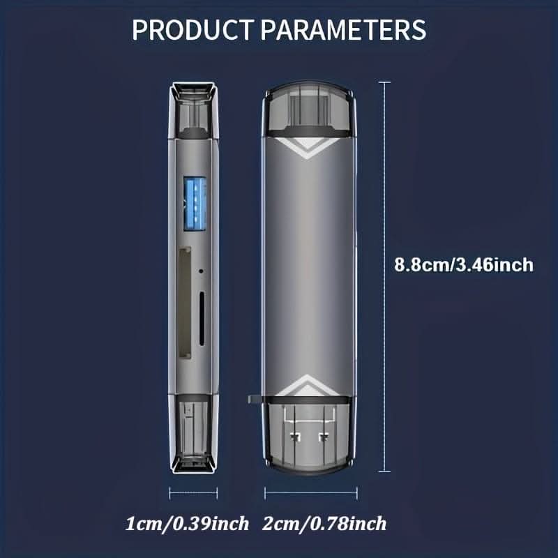 6-in-1 USB 3.0 Card Reader - High-Speed 5Gbps Transfer with Type-C Interface