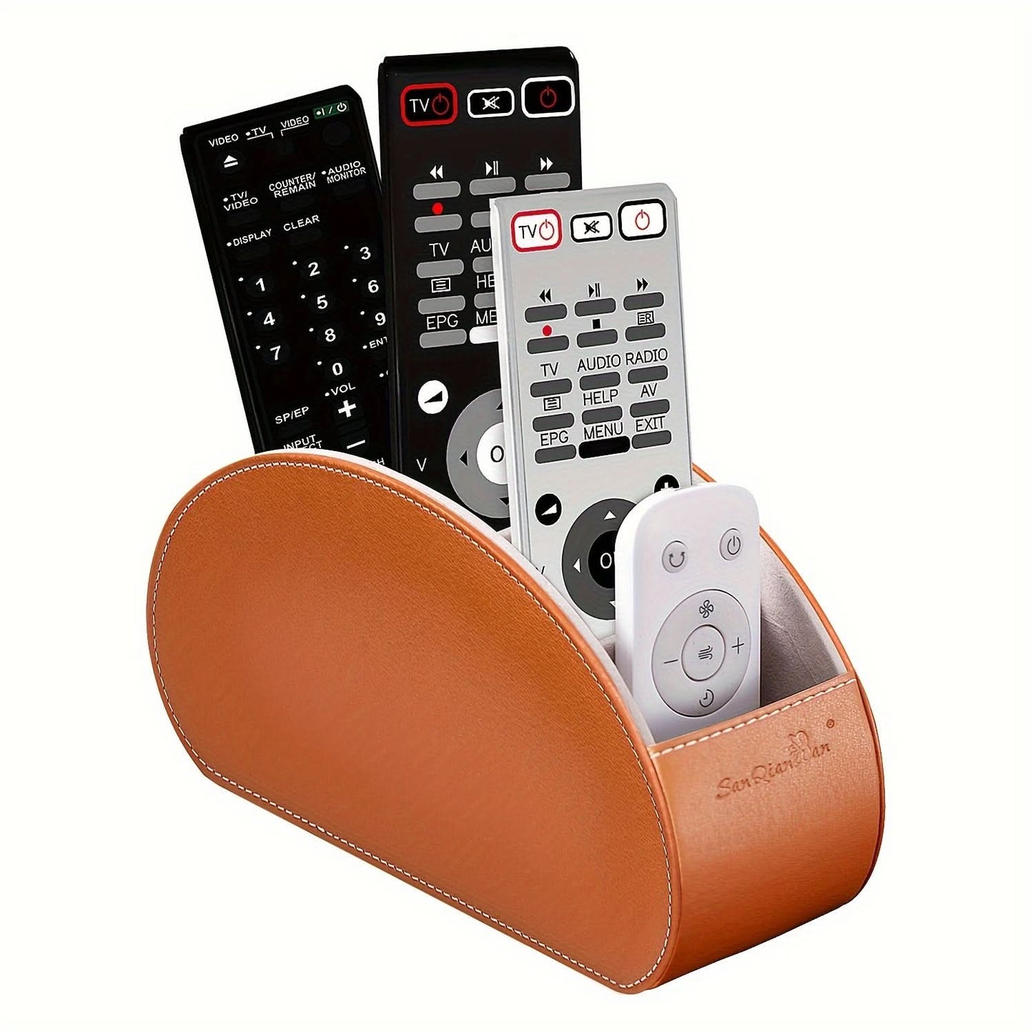 5-Compartment PU Leather Remote Organizer Box