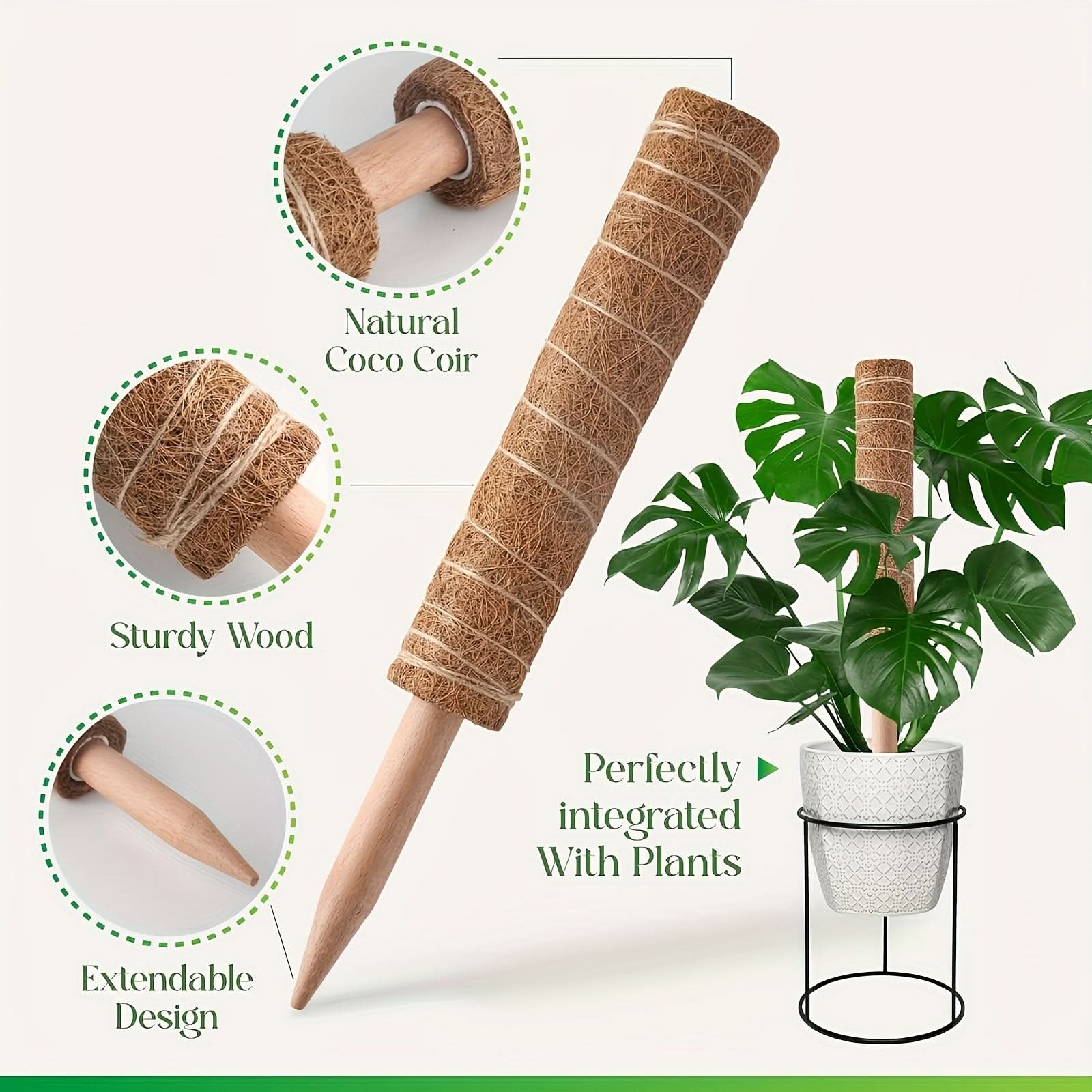 Stackable Wooden Moss Pole for Climbing Plants
