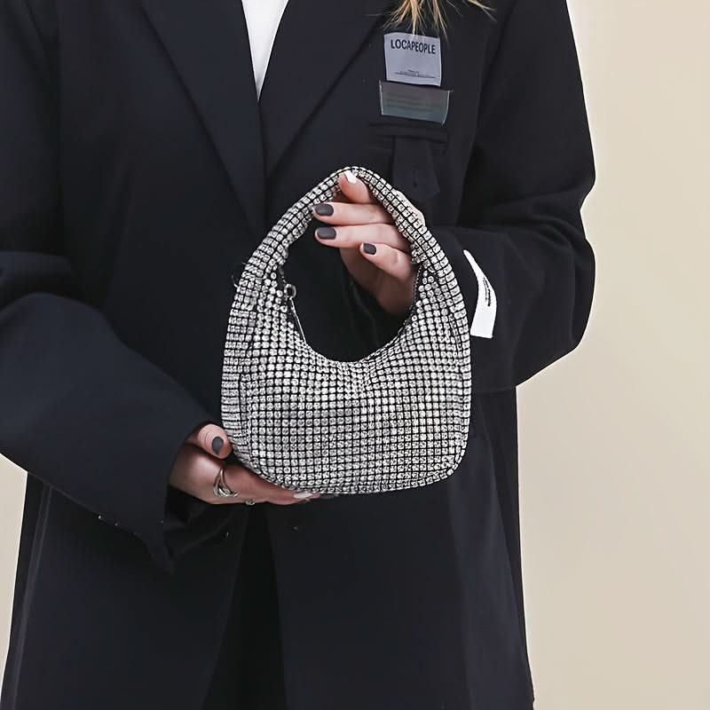 Silver Rhinestone Evening Clutch for Women