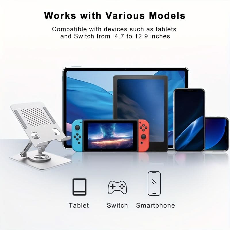 Adjustable Aluminum Tablet Stand with 360° Rotation