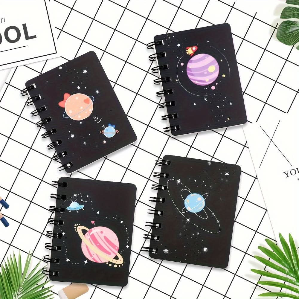 4-Pack A7 Mini Pocket Notebooks –Portable Coil Notepads for Writing & Drawing