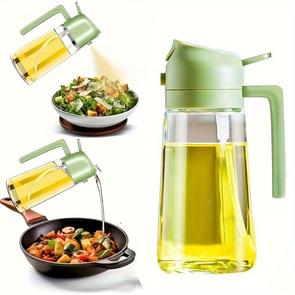 2-in-1 Glass Oil Dispenser & Sprayer, 16oz