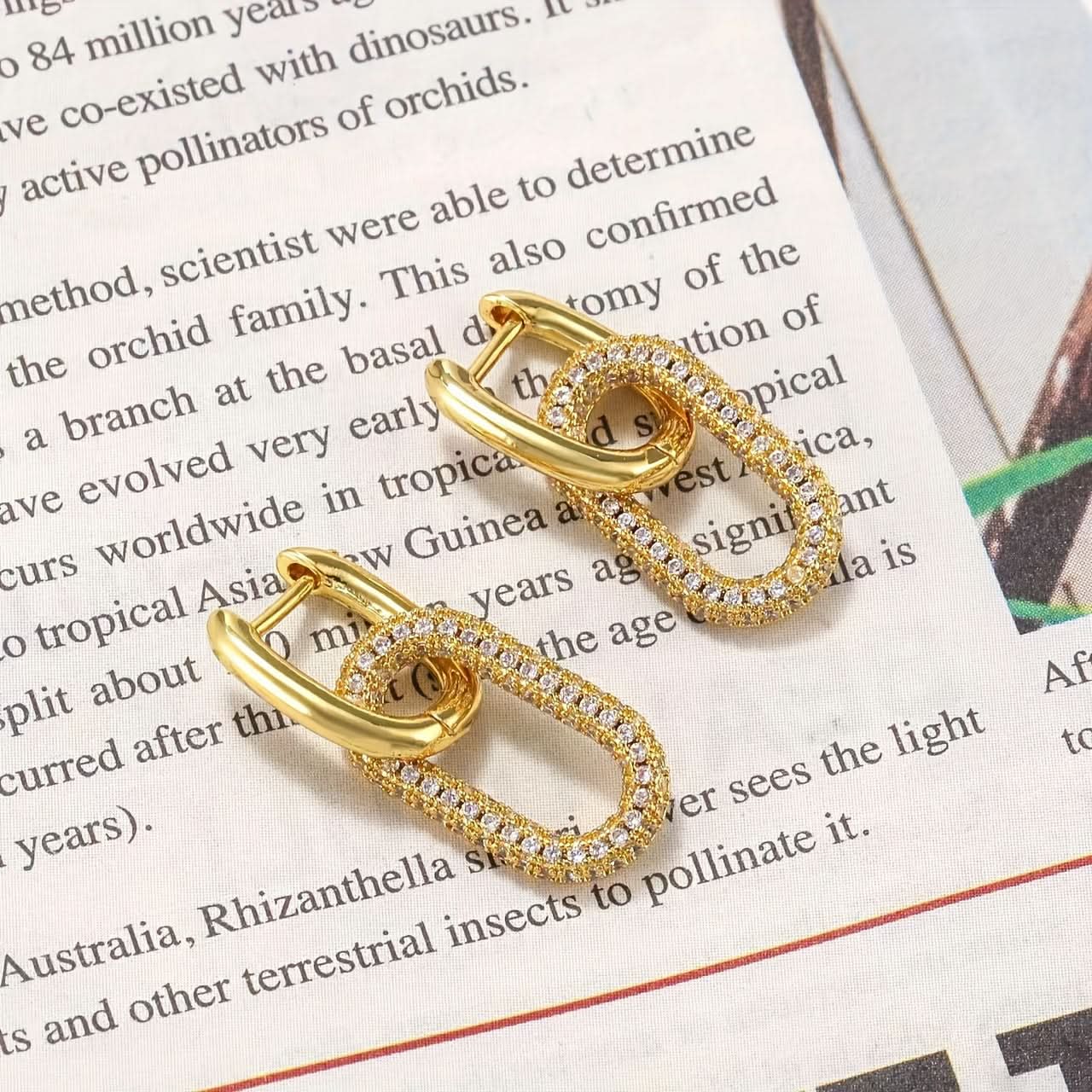 Chain Earrings with Luxurious Golden Plating