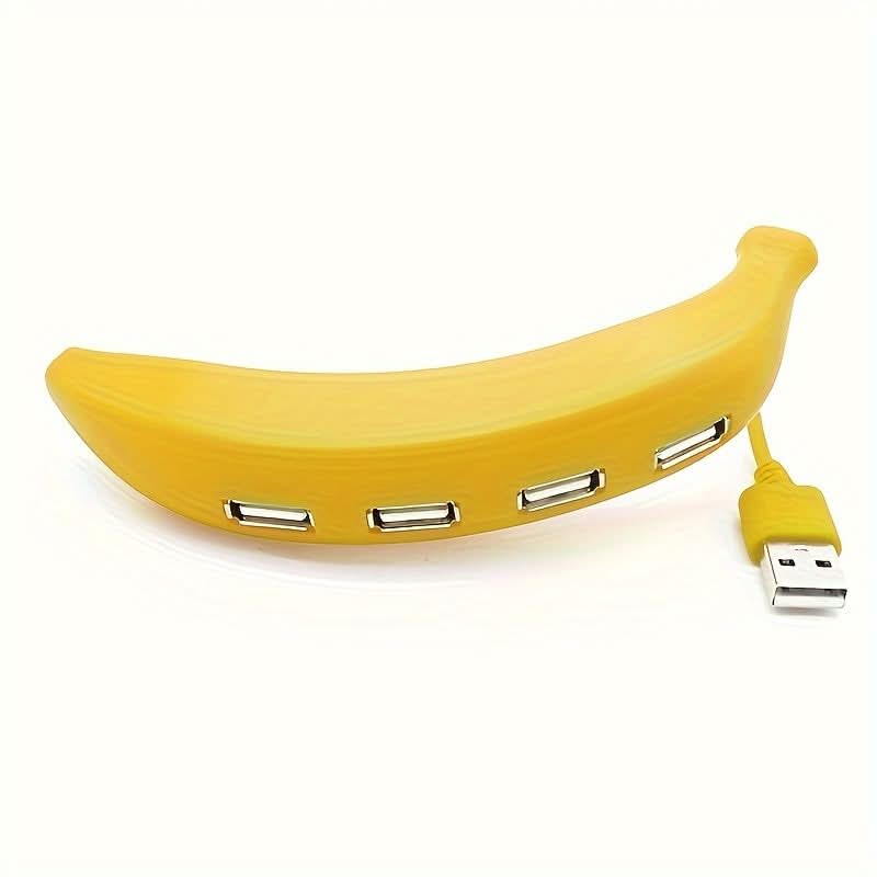 Banana-Shaped 4-Port USB 2.0 Hub – Portable, User-Friendly USB Expansion