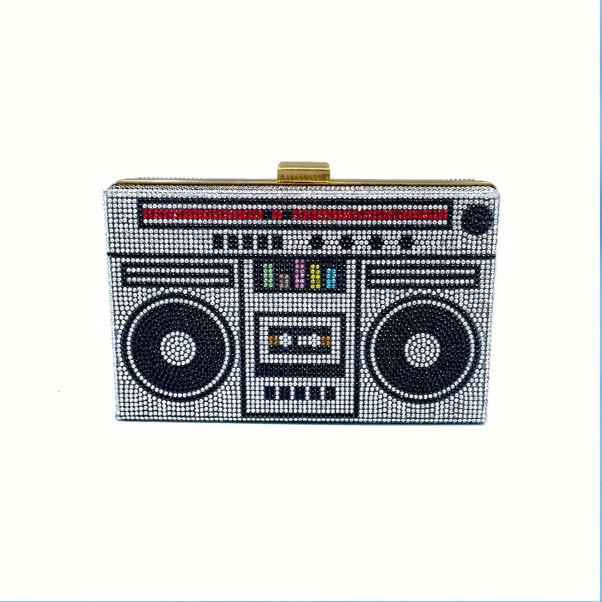 Rhinestone Tape Clutch with Kiss Lock Closure