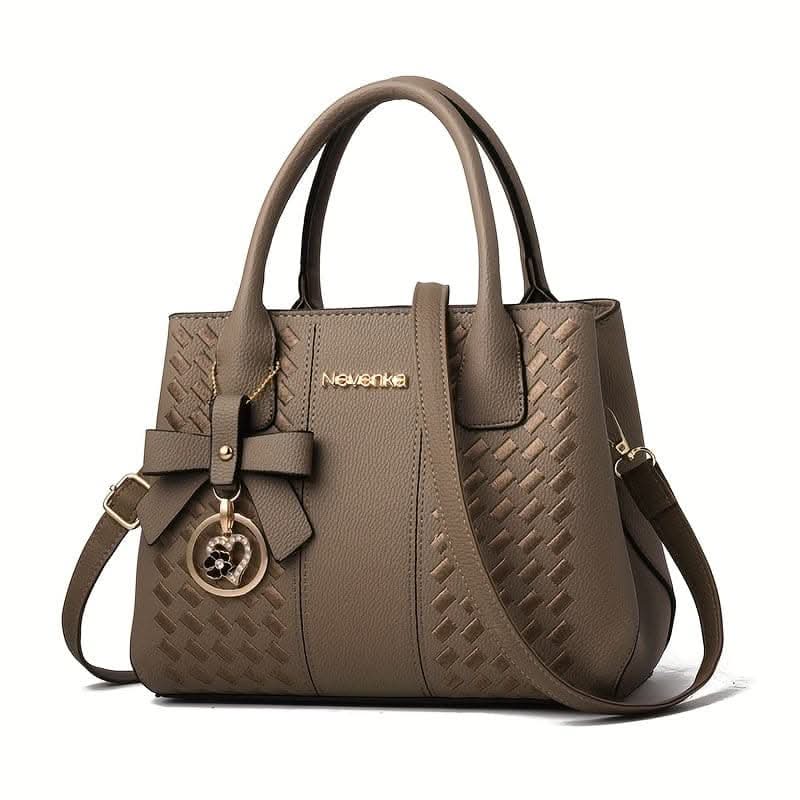 Embroidery Handbag in solid color with Elegant Top Handle