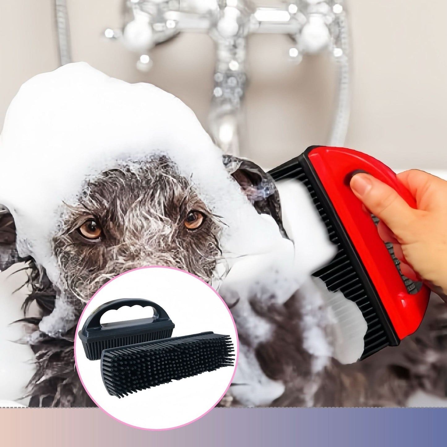 Ergonomic Silicone Pet Grooming Brush – For Dogs & Cats