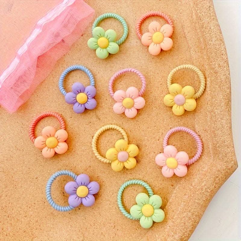 10pcs Cute Flower Decorative Hair Band Hair Accessories, Girls Christmas Gift