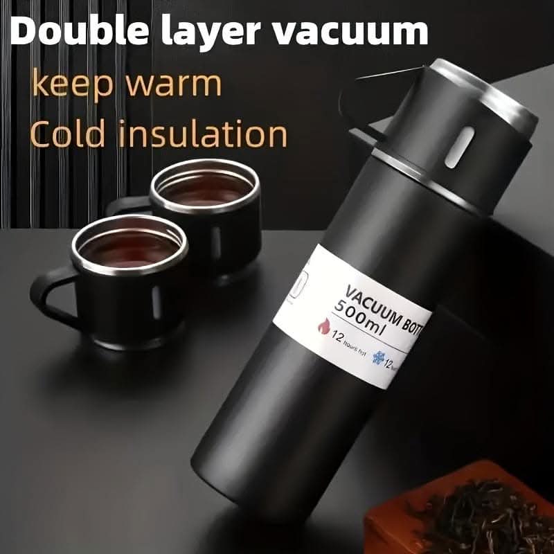 500ml Stainless Steel Vacuum Flask Set - With Cup