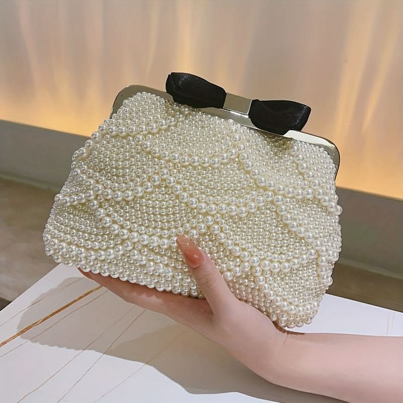 Mini Pearl Beaded Clutch Bag for Women