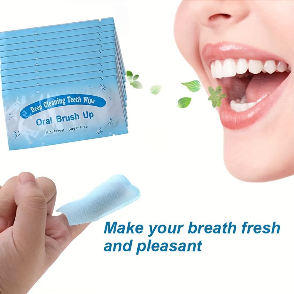 Mint Tooth Wipes – Finger Oral Cleaning Pads for Fresh Breath & Teeth Whitening