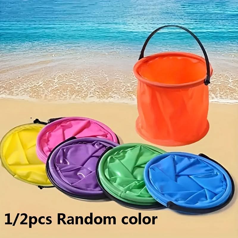 Mini Folding Beach Bucket – Durable PVC Collapsible Pail for Water Play