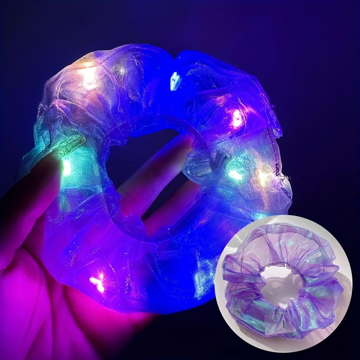 7PCS Glow-In-The-Dark LED Hair Scrunchies