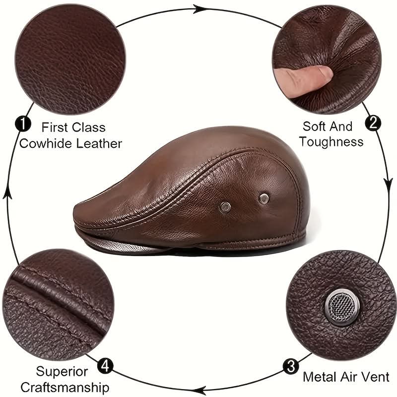 Men’s Leather Gatsby Ivy Cap – Hat with PU Strap