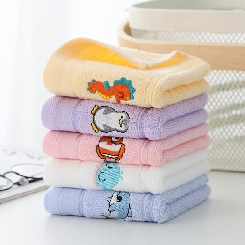 5pcs Soft Cartoon Animal Kids Face Towels