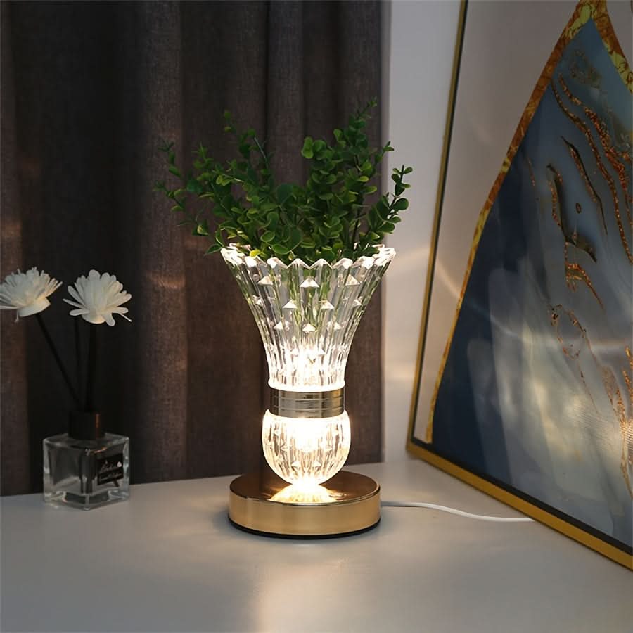 Modern LED Crystal Table Lamp - 3-Color Dimmable Lighting