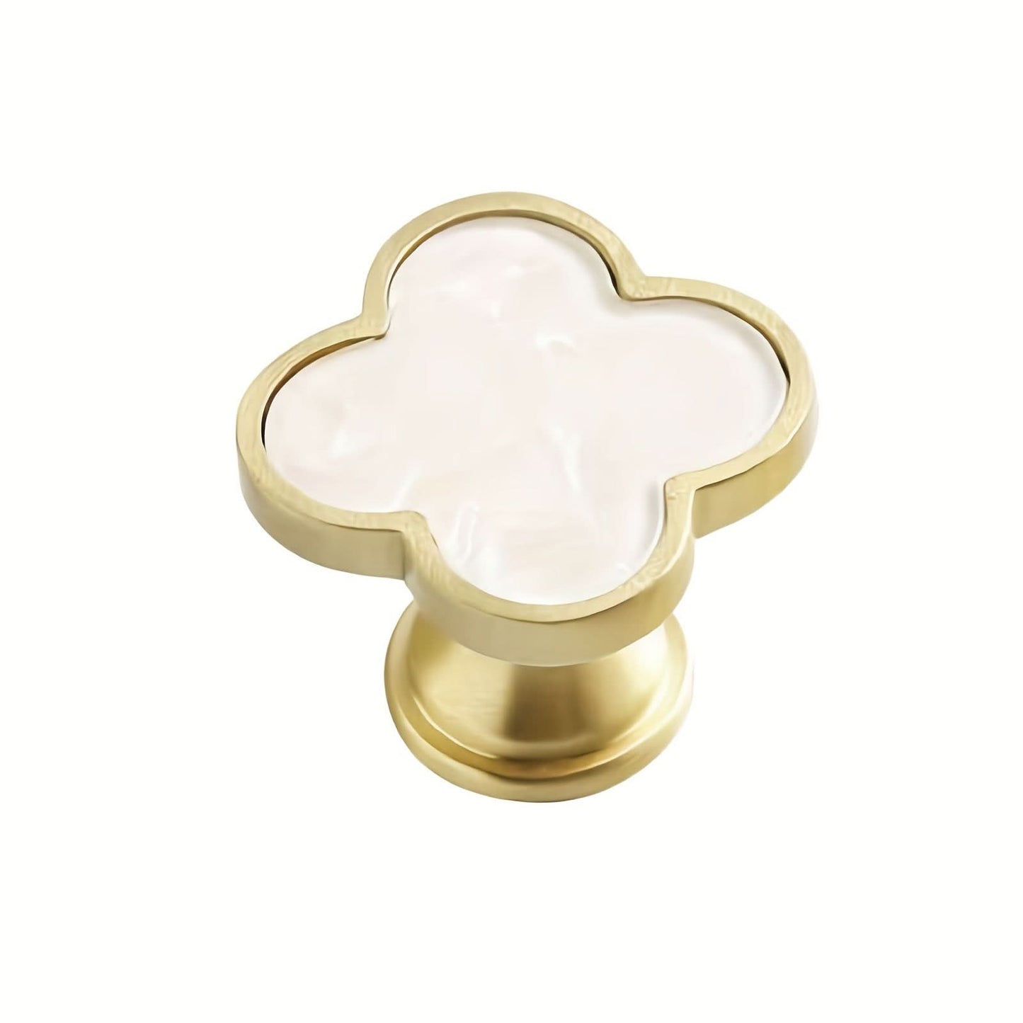 6-Pack Clover Brushed Brass Knobs – Stylish Metal Pull Handles