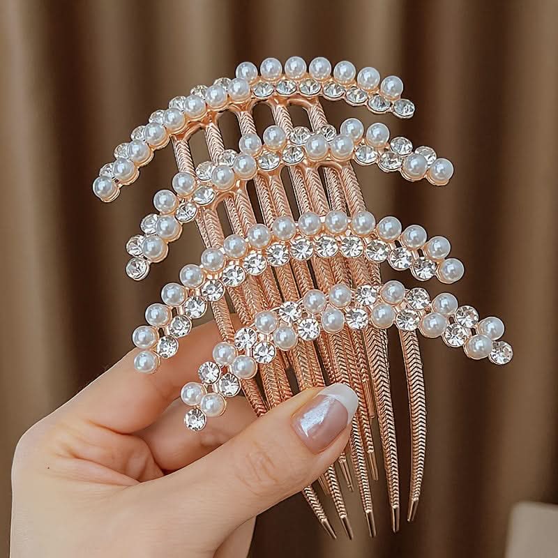 6pcs Pearl Flower Rhinestone Hair Combs