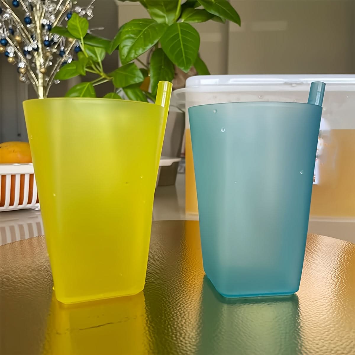 4-Pack Summer Straw Cups with Lids – 360ml Portable Juice & Water Tumblers