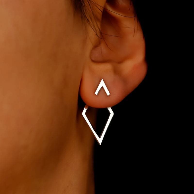 Geometric Open Frame Design Stud Earrings