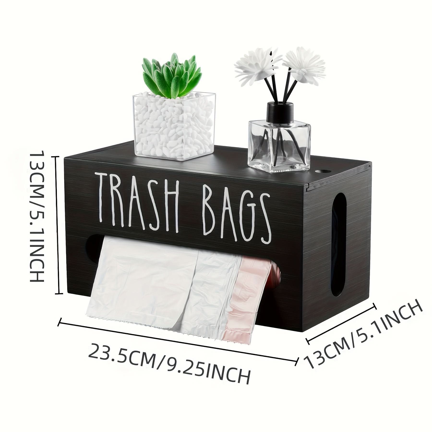 Wall-Mounted Wooden Trash Bag Dispenser Organizer