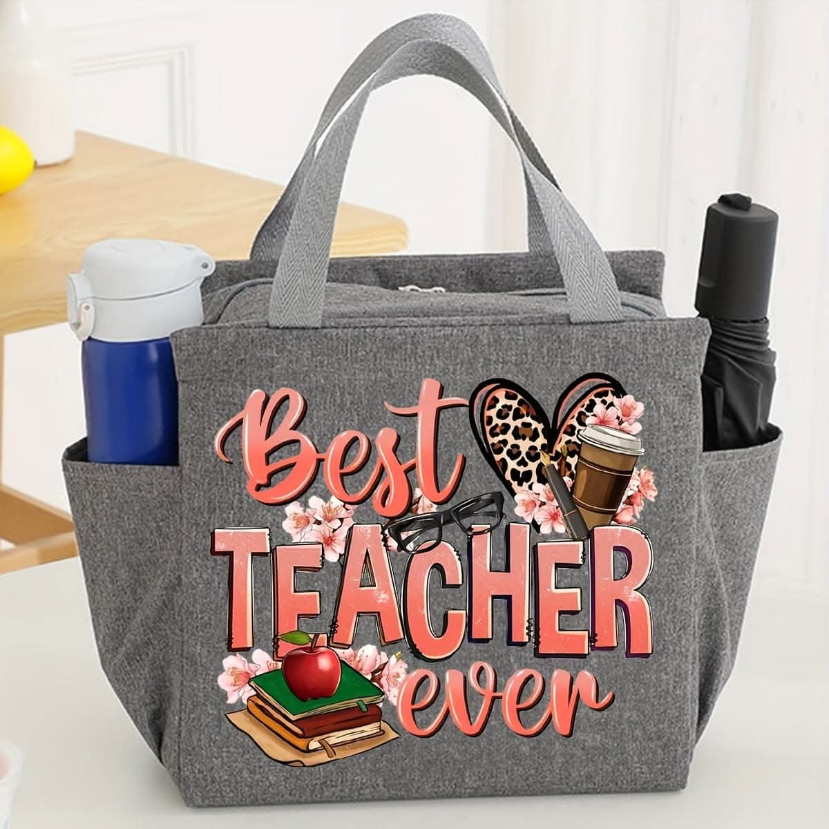 Best Teacher Ever Canvas Lunch Tote – Perfect Teacher Appreciation Gift