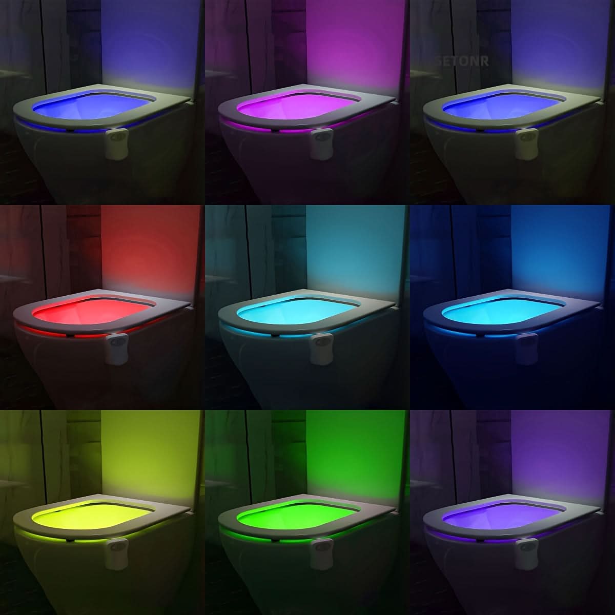 2-Pack 16-Color Motion Sensor Toilet Seat Light