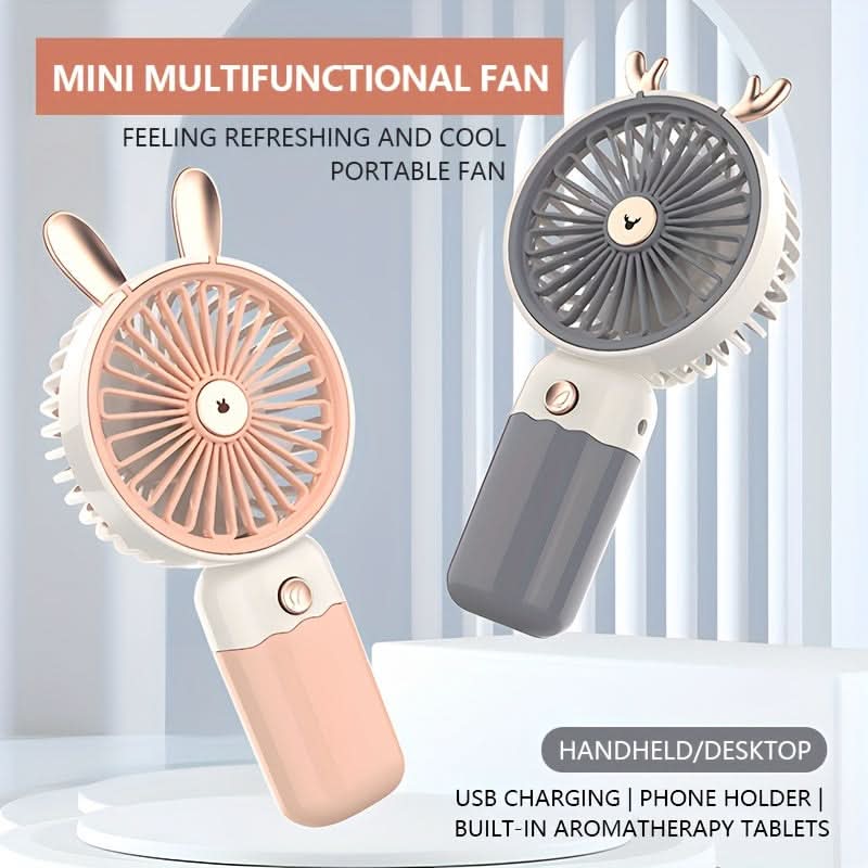 Cute Portable Handheld Mini Fan – Battery-Operated