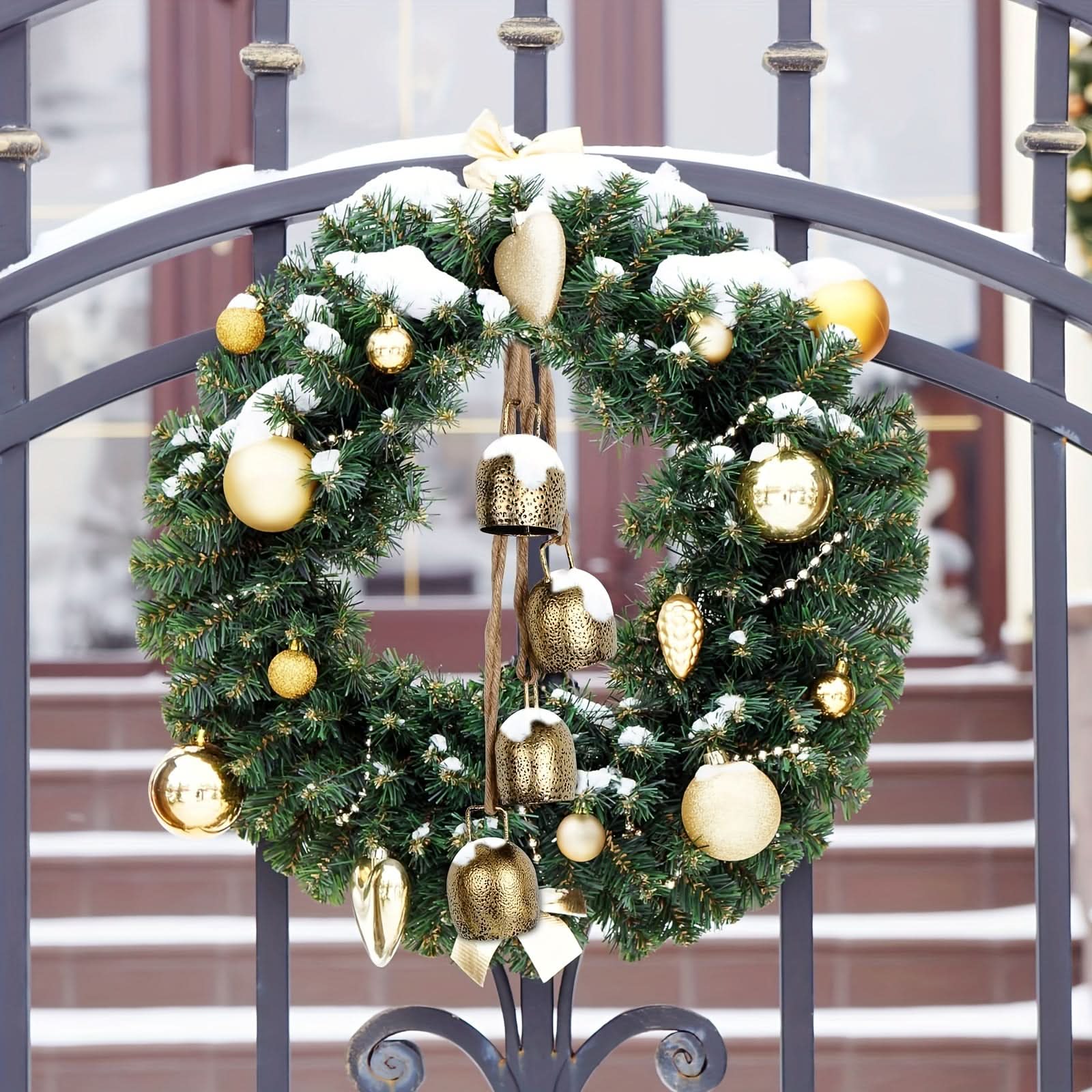 Rustic Iron Christmas Bell Chime, Indoor/Outdoor Decor