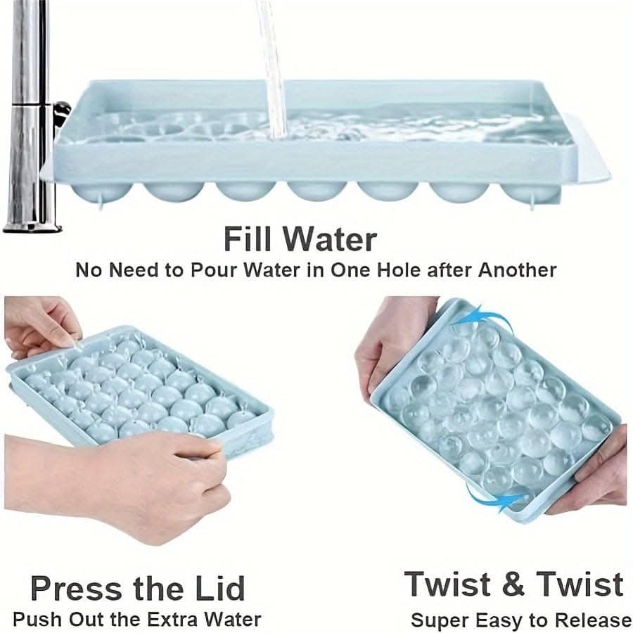 33-Grid Round Ice Cube Tray