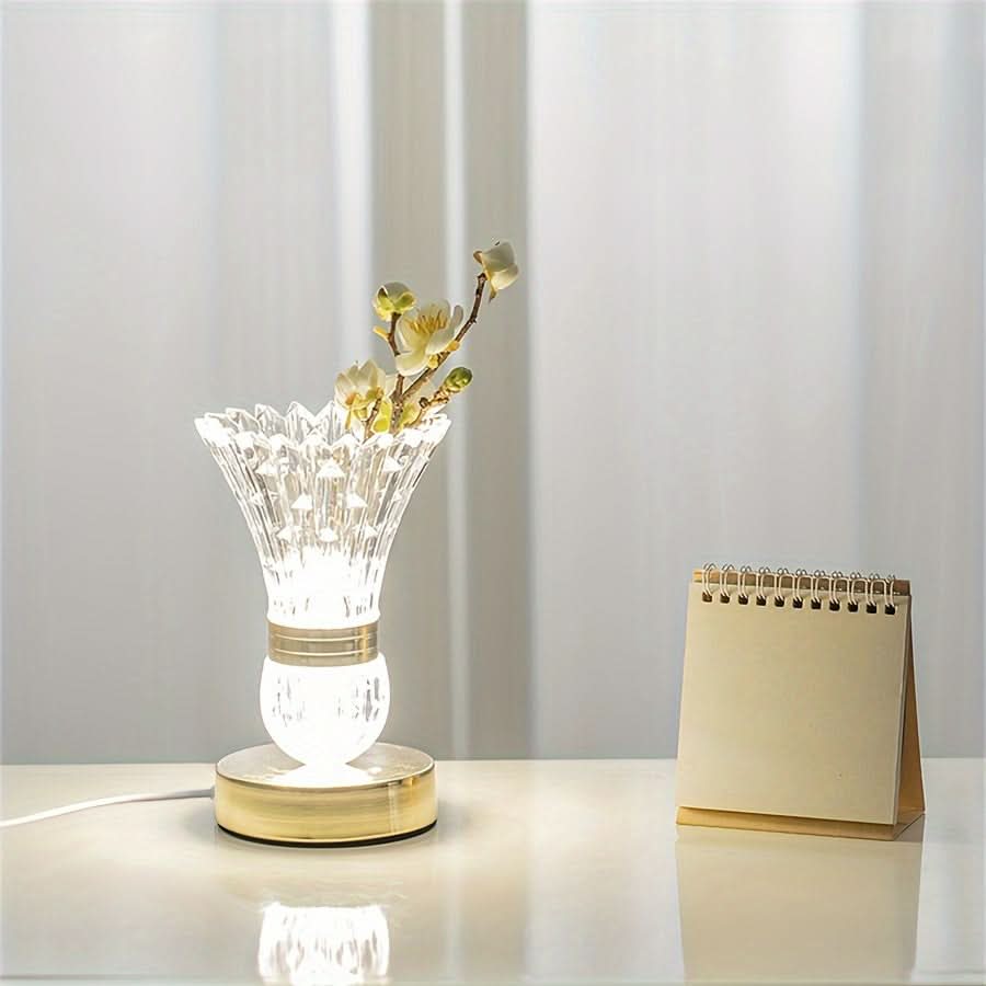 Modern LED Crystal Table Lamp - 3-Color Dimmable Lighting