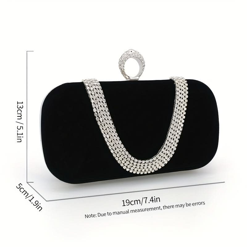 Sparkling Rhinestone Evening Clutch, Formal Black Bag
