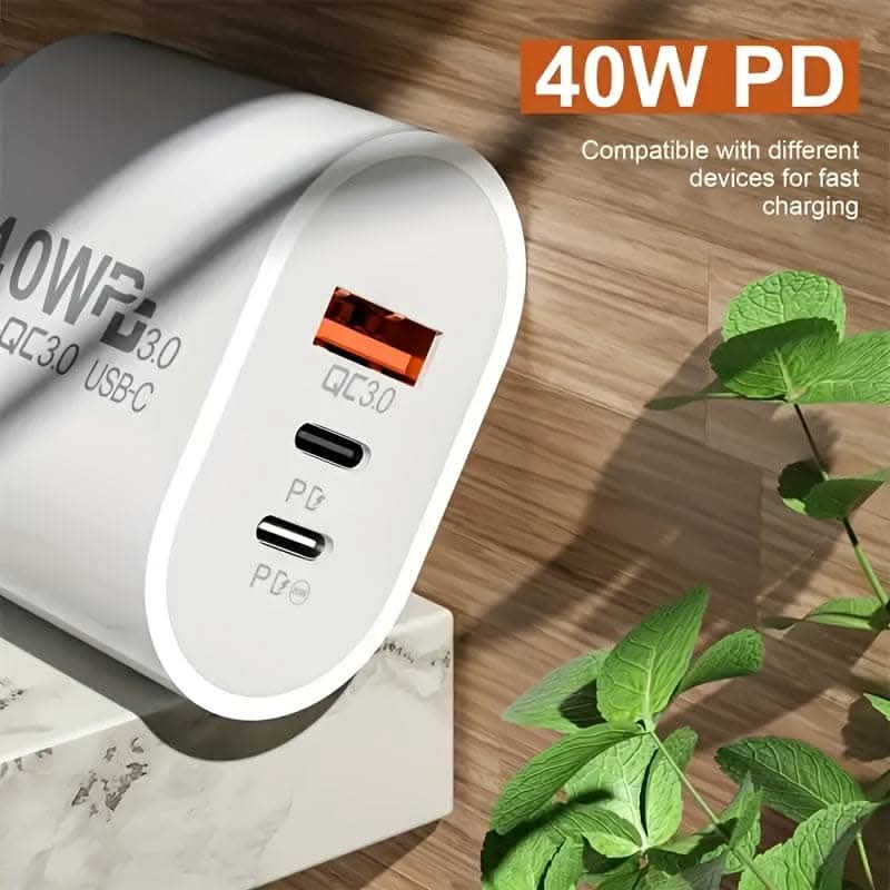 40W USB-C Fast Charger – PD & QC 3.0 Compatible