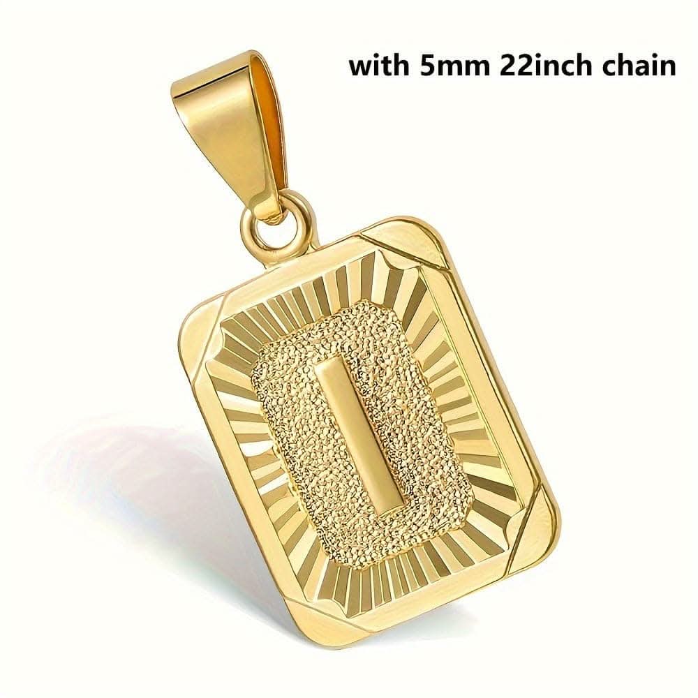 A-Z Pendant Letter Necklace – Stainless Steel Cuban Chain