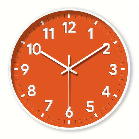 Modern Minimalist Coral Orange Wall Clock with 3D White Numbers