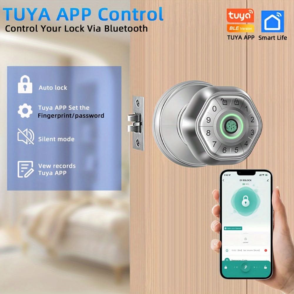Smart Door Lock with Key, App, Password Access