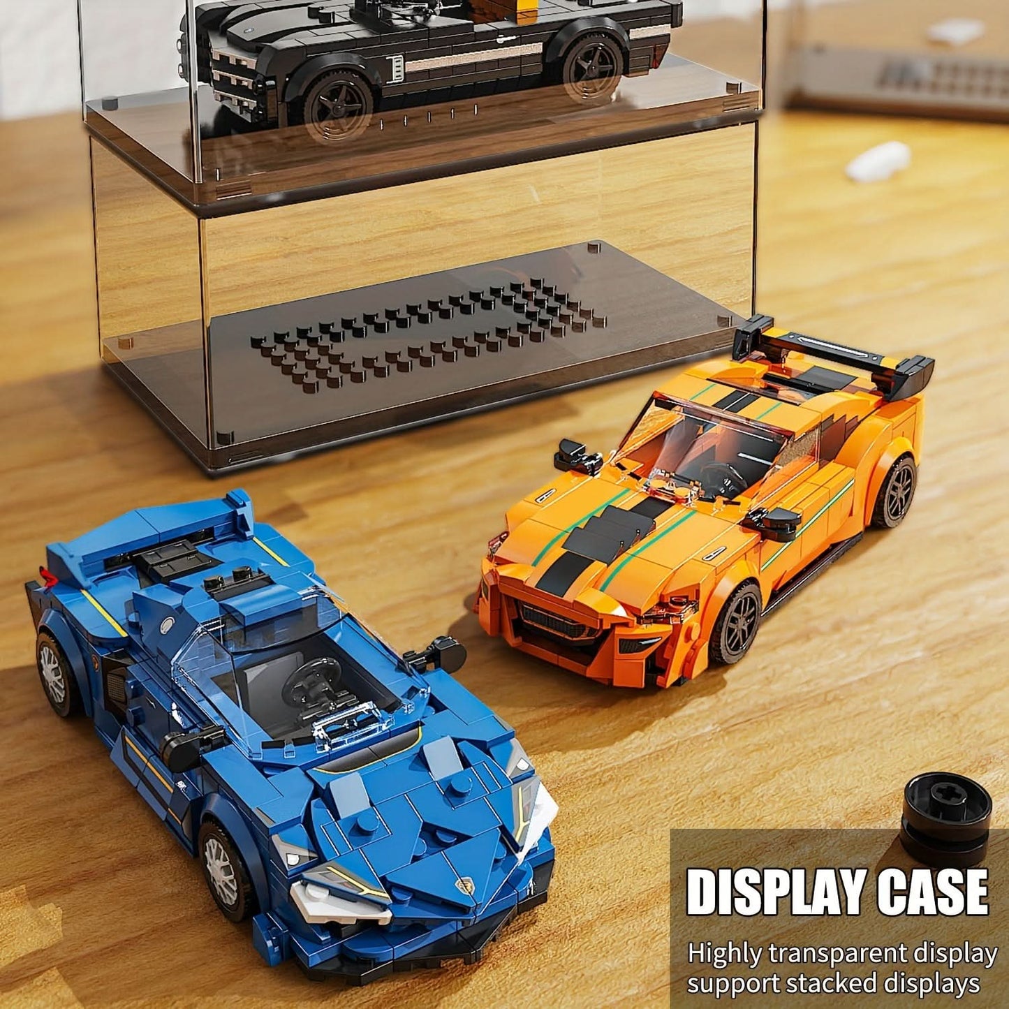 303-Piece Blue Sports Car Building Set with Display Case