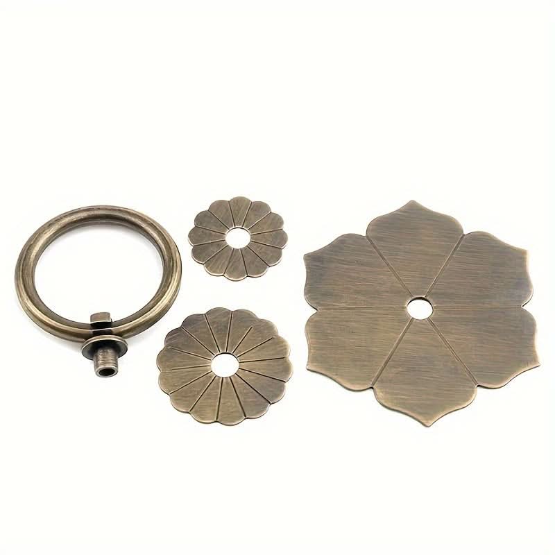 Antique Bronze Metal Floral Pull Handle Knob for Dresser Drawer & Cabinet