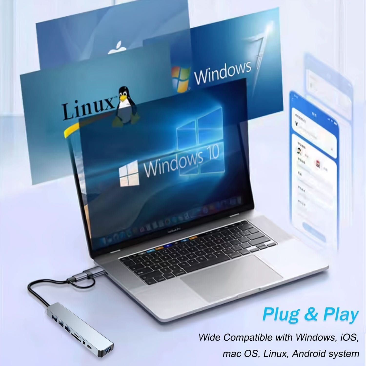 USB 3.0 Hub with SD/TF Card Reader