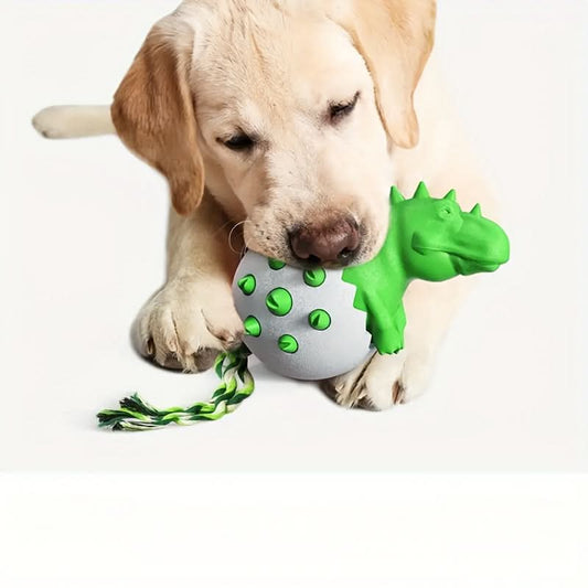 Dinosaur Egg-Shaped Dog Chew Toy – Durable Rubber Dental Toothbrush