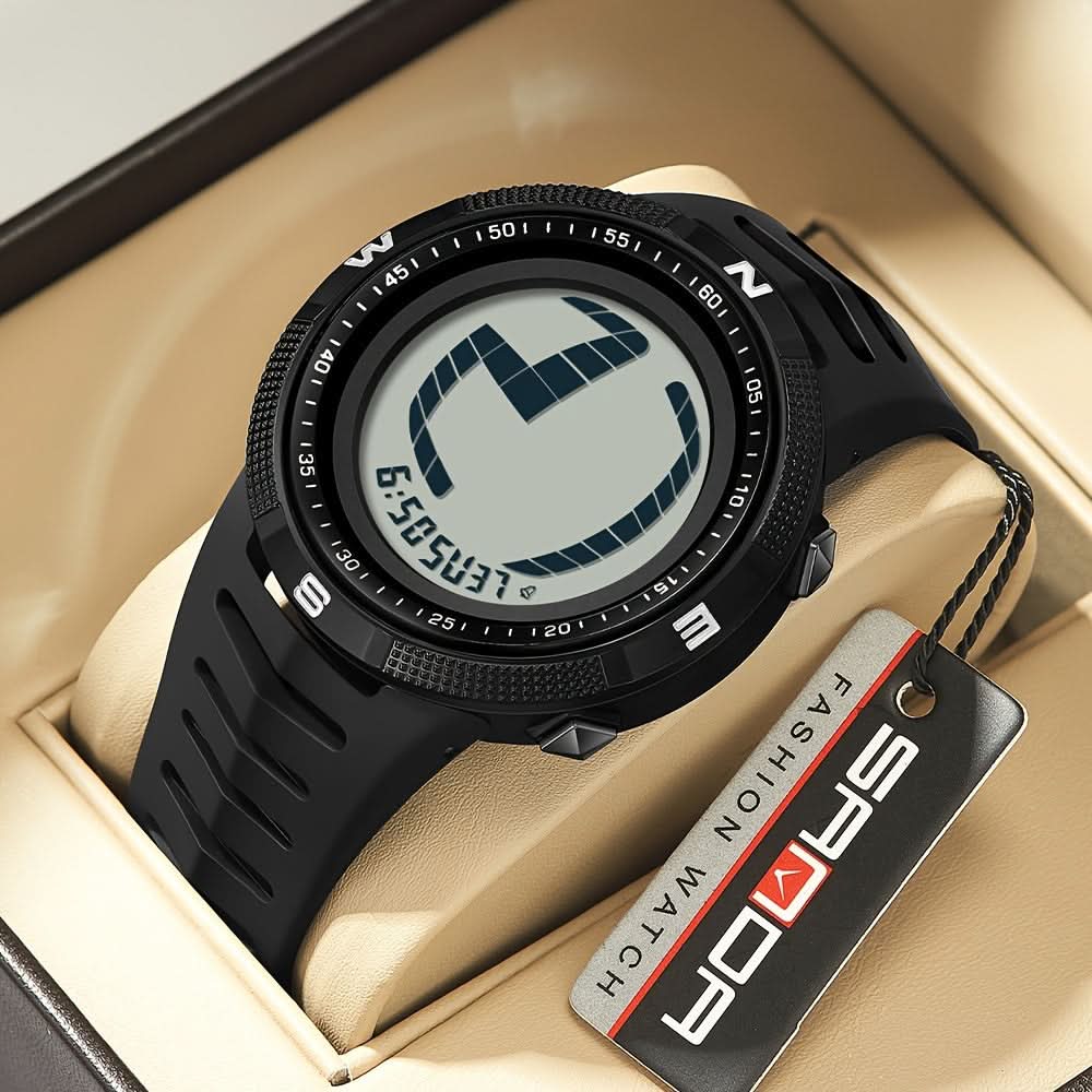 Men’s Digital Sports Watch – 5ATM Water-Resistant, Multifunctional Luminous Display