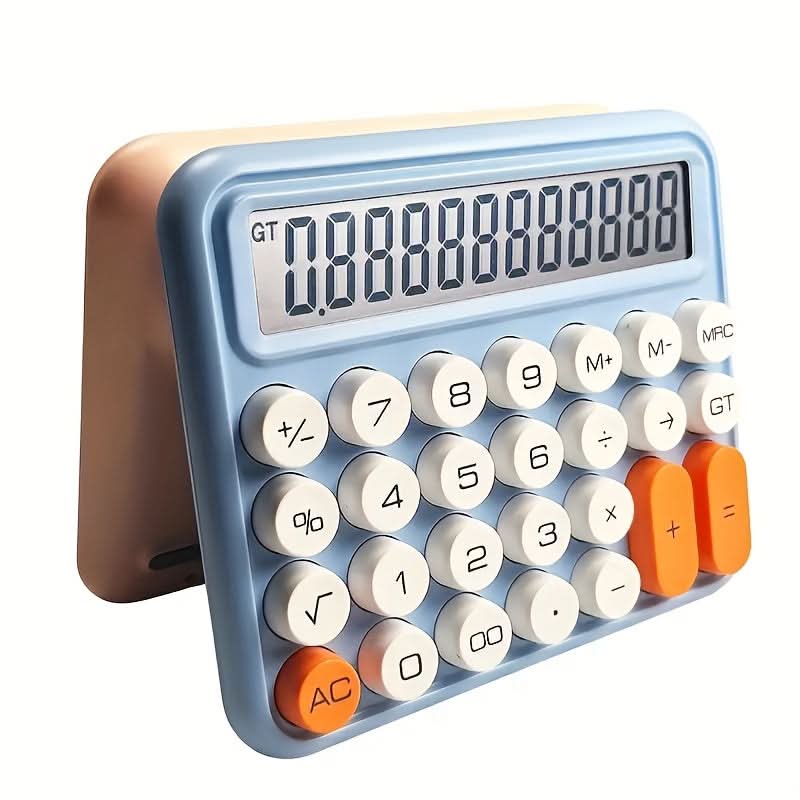 12-Digit Large-Button Mechanical Desk Calculator - Oversized Display