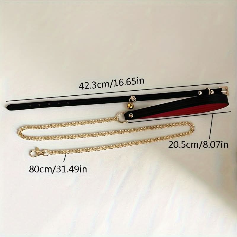 Luxury Gothic Dog Collar with Bell & Leash