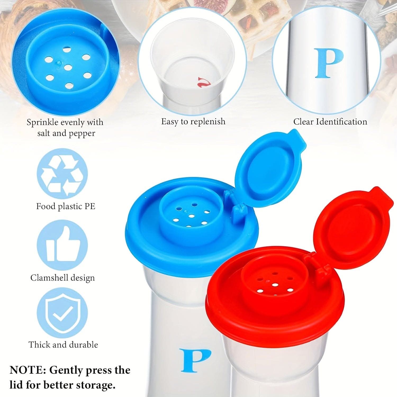 1/2/4pcs/set, Plastic Salt & Pepper Shakers with Lids - Moisture Proof Holder