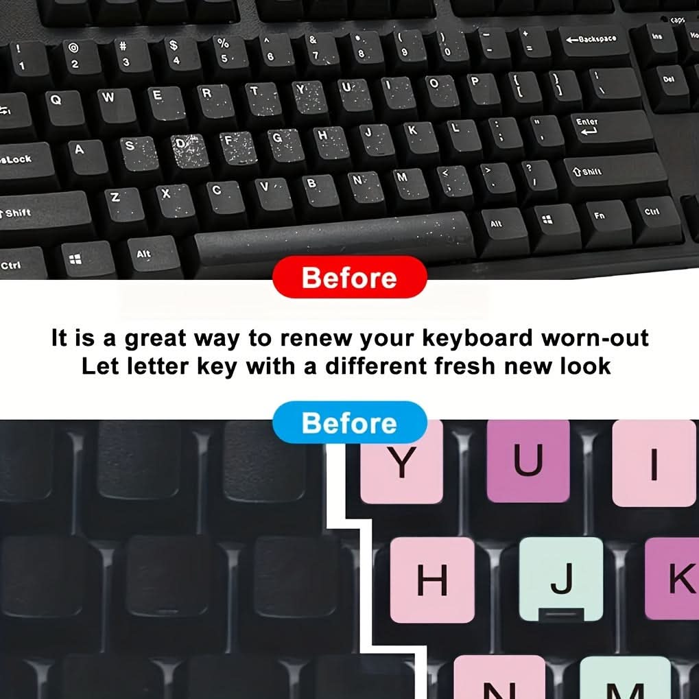 Pack of 2 Reusable Multicolored Keyboard Decals – Universal Stickers