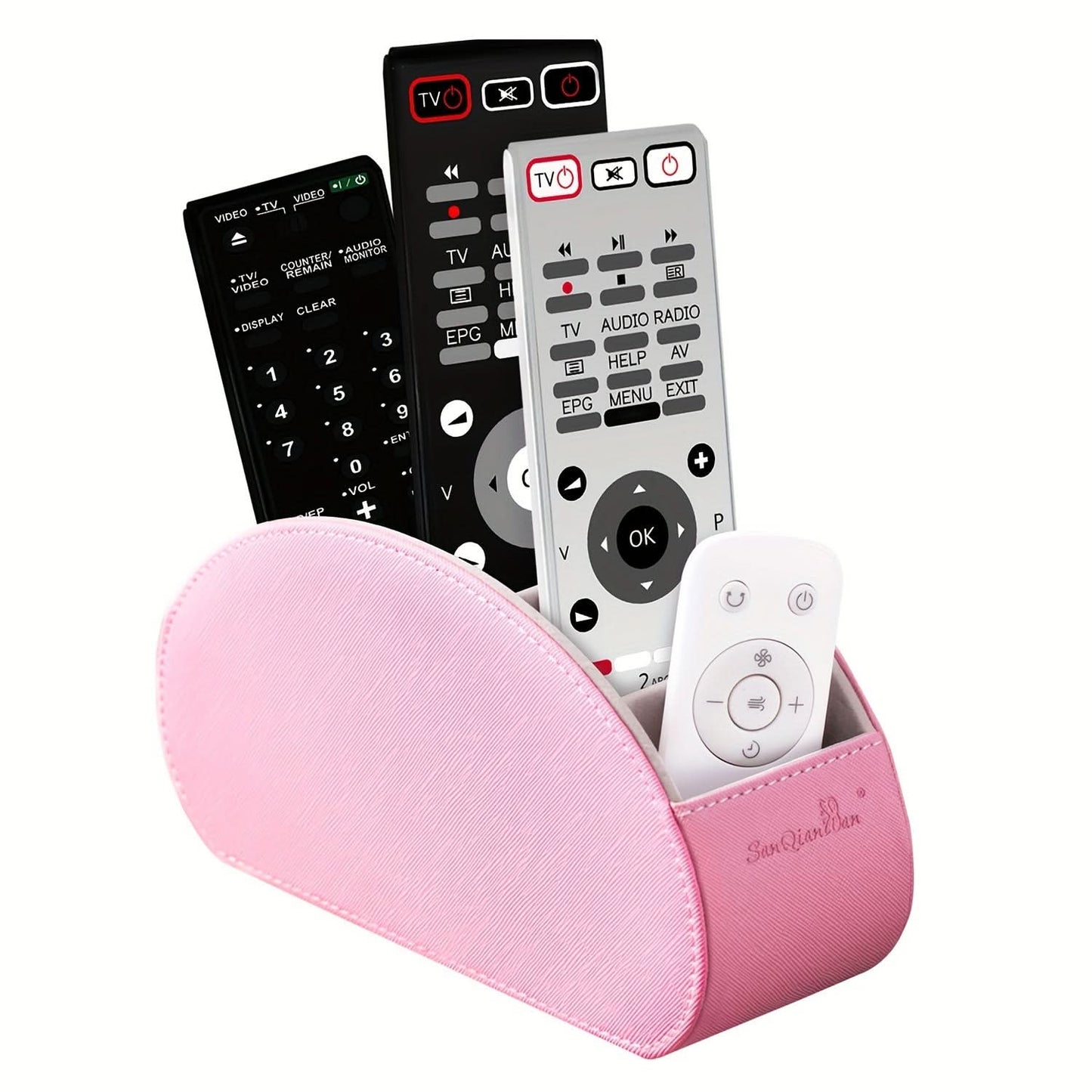 5-Compartment PU Leather Remote Organizer Box