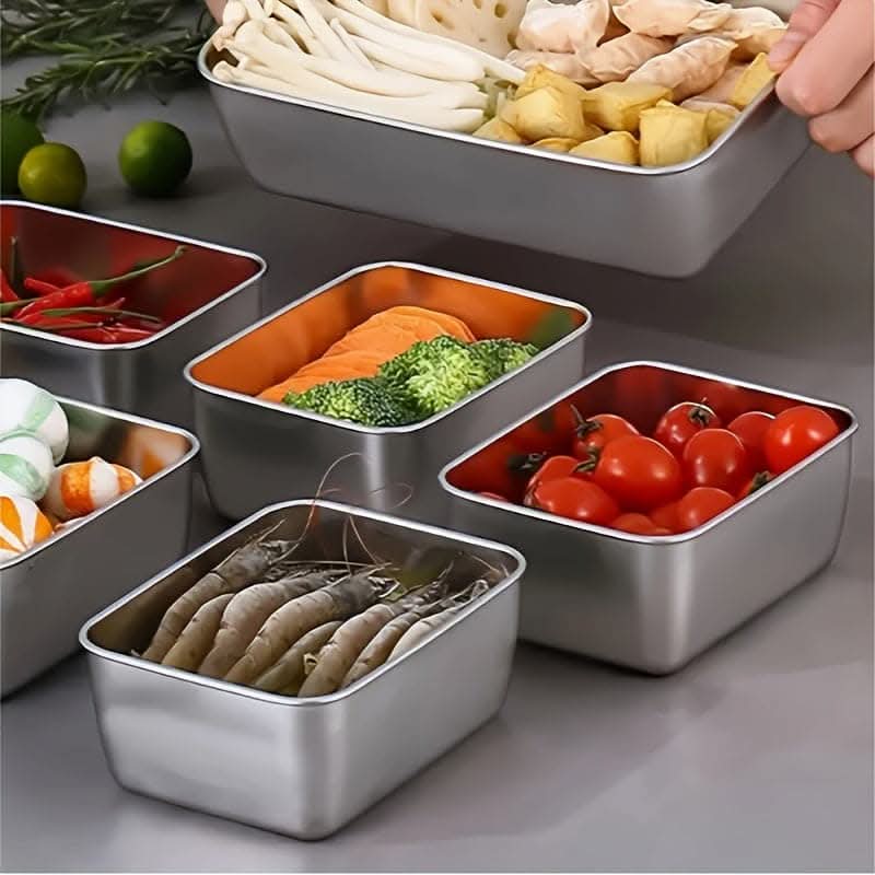 Multi-Use 5pcs Stainless Steel Food Storage Container Set - Airtight & Stackable