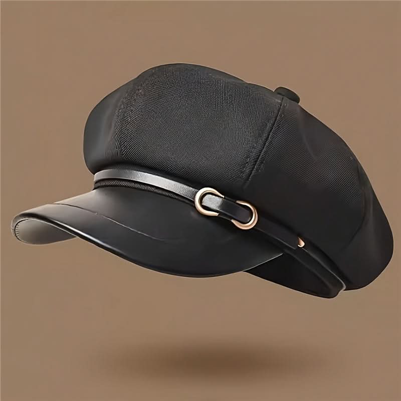 Women’s Vintage Newsboy Beret – Buckle Detail Painter Cap